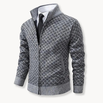 Damon | Men's Full-Zip Patterned Sweater Jacket