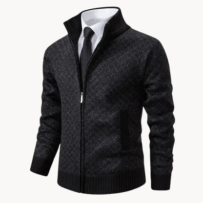 Damon | Men's Full-Zip Patterned Sweater Jacket