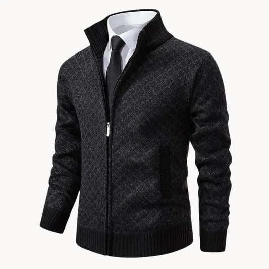 Damon | Men's Full-Zip Patterned Sweater Jacket