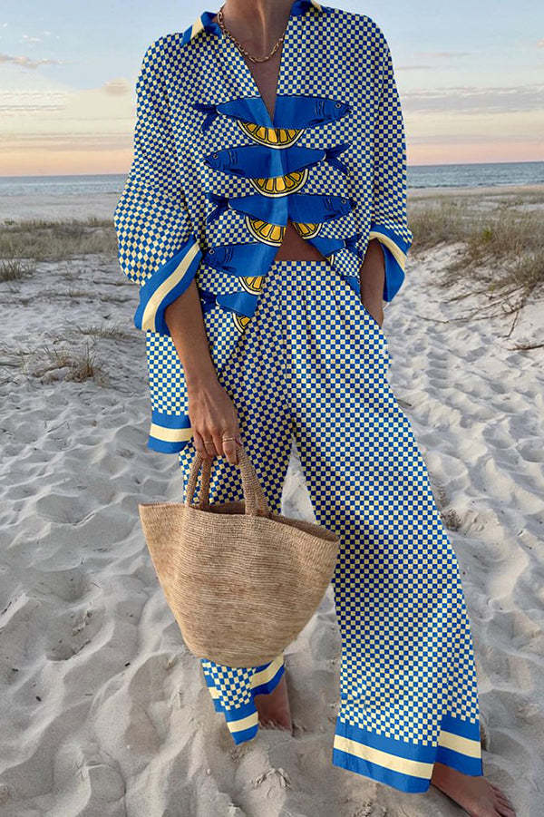 Sigrid | Long Sleeve Checked Two Piece Set