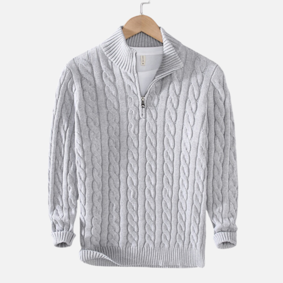 Henry | Men's Quarter Zip Cable Knit Sweater