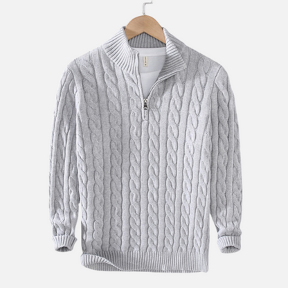 Henry | Men's Quarter Zip Cable Knit Sweater