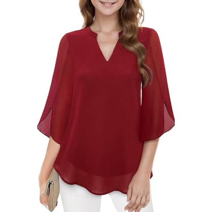 Hazel | Chiffon Petal Sleeve Tunic Blouse