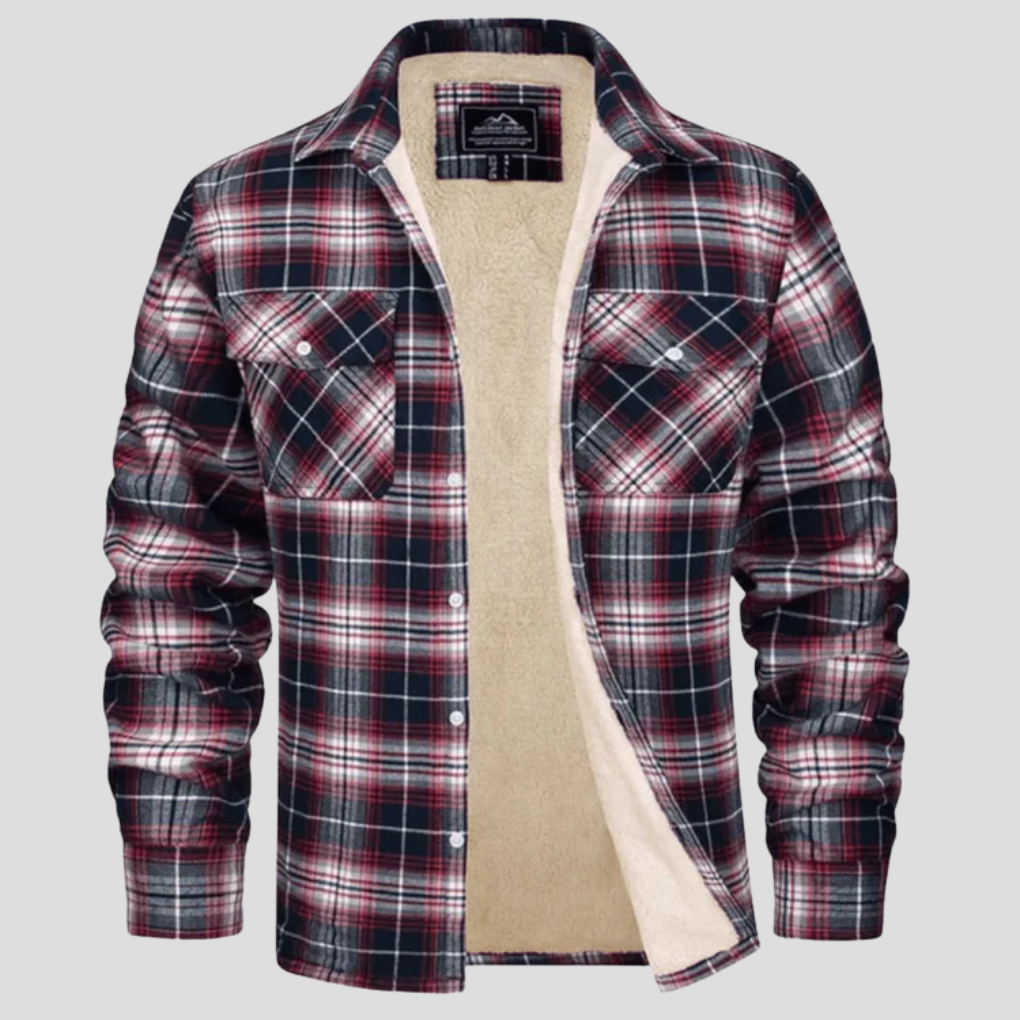 Ivor | Fleece Lined Plaid Hooded Jacket Button Front