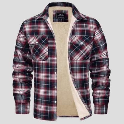 Ivor | Fleece Lined Plaid Hooded Jacket Button Front