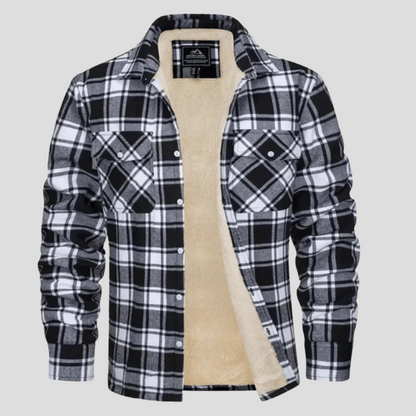 Ivor | Fleece Lined Plaid Hooded Jacket Button Front