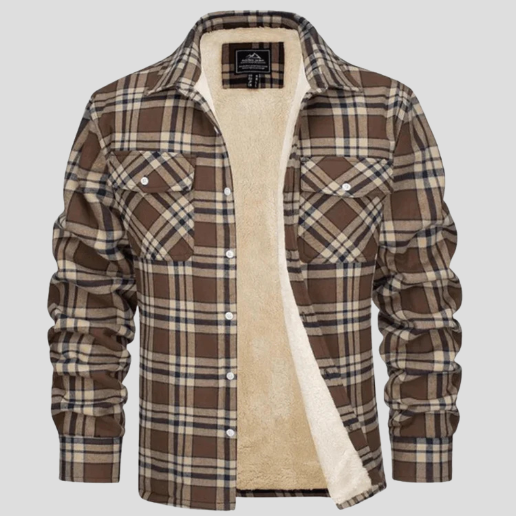 Ivor | Fleece Lined Plaid Hooded Jacket Button Front
