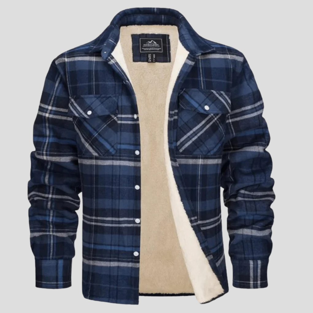 Ivor | Fleece Lined Plaid Hooded Jacket Button Front