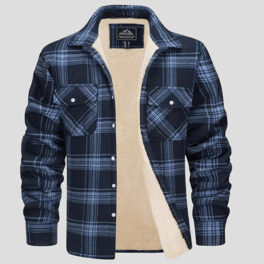 Ivor | Fleece Lined Plaid Hooded Jacket Button Front