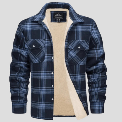 Ivor | Fleece Lined Plaid Hooded Jacket Button Front