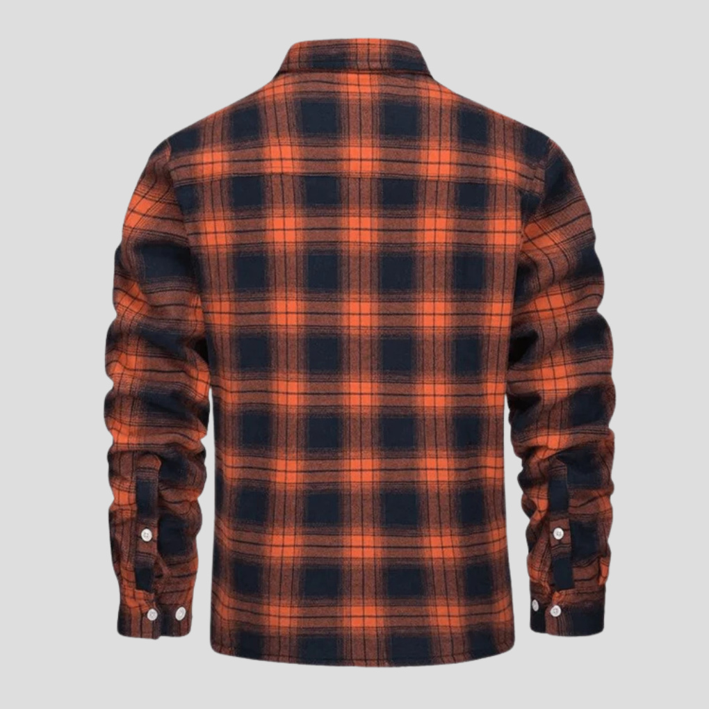 Ivor | Fleece Lined Plaid Hooded Jacket Button Front