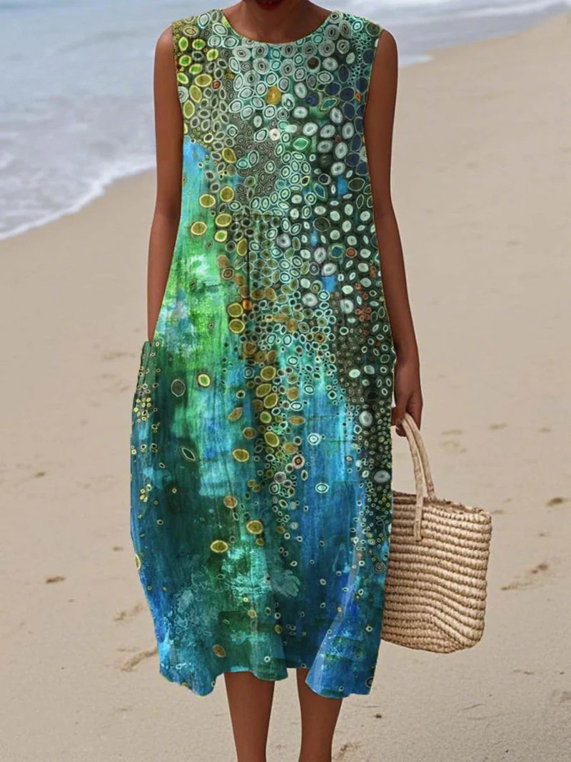 Zoe | Artistic Print Beach Dress