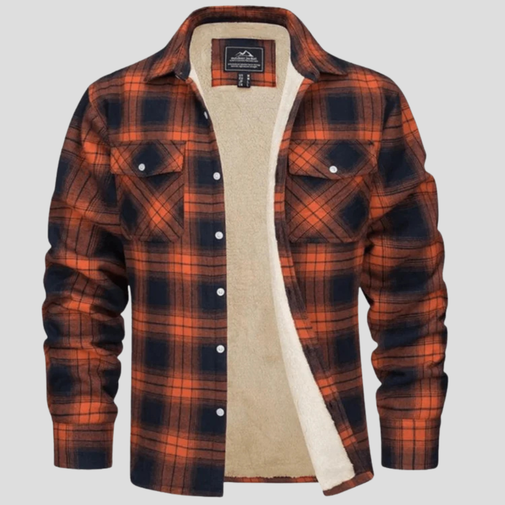 Ivor | Fleece Lined Plaid Hooded Jacket Button Front