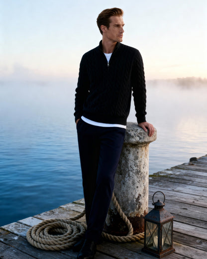 Francesco | Cable Knit Half-Zip Sweater