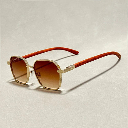 Vintage-Look Sunglasses with Wooden Arms