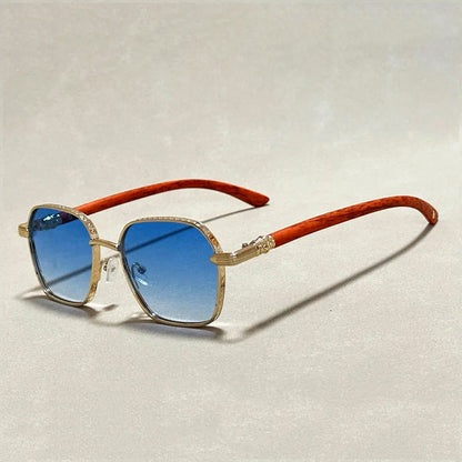 Vintage-Look Sunglasses with Wooden Arms
