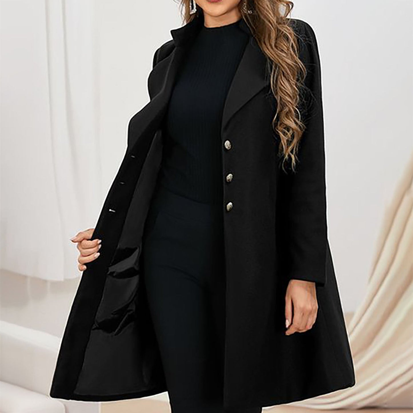 Elise | Tailored Longline Wool-Blend Coat