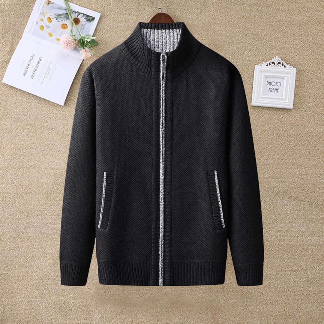Rupert | Stand Collar Full Zip Ribbed Knit Jacket