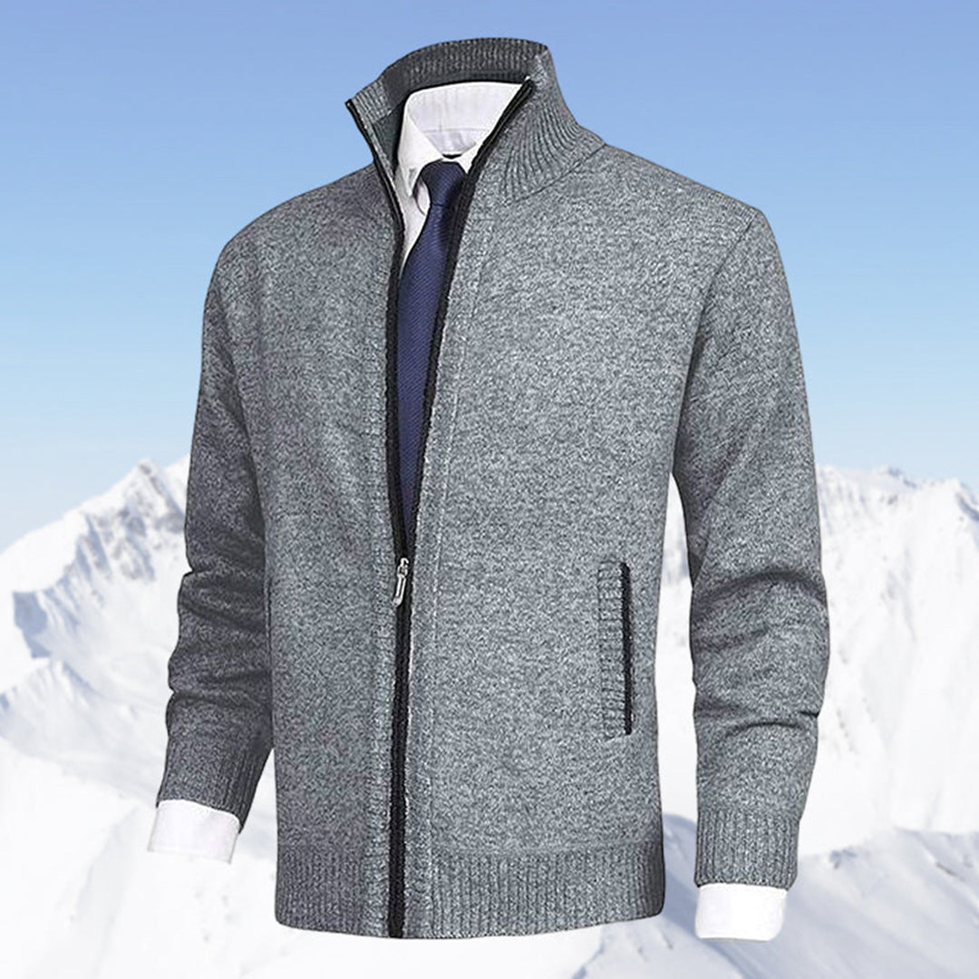 Rupert | Stand Collar Full Zip Ribbed Knit Jacket