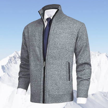 Rupert | Stand Collar Full Zip Ribbed Knit Jacket