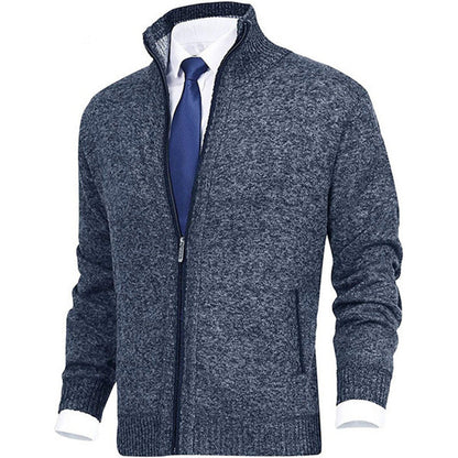 Rupert | Stand Collar Full Zip Ribbed Knit Jacket