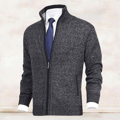 Rupert | Stand Collar Full Zip Ribbed Knit Jacket