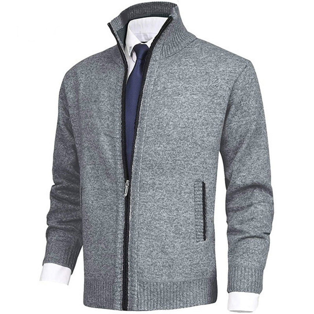 Rupert | Stand Collar Full Zip Ribbed Knit Jacket