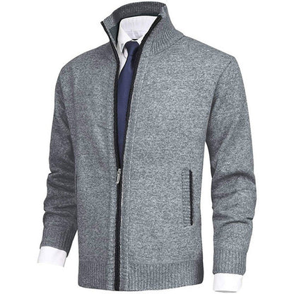Rupert | Stand Collar Full Zip Ribbed Knit Jacket