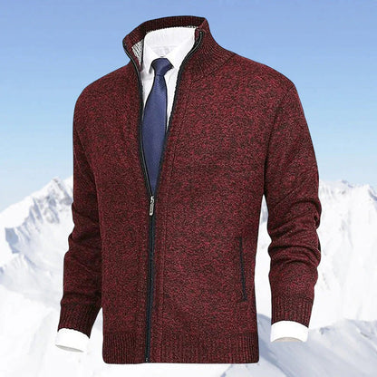 Rupert | Stand Collar Full Zip Ribbed Knit Jacket
