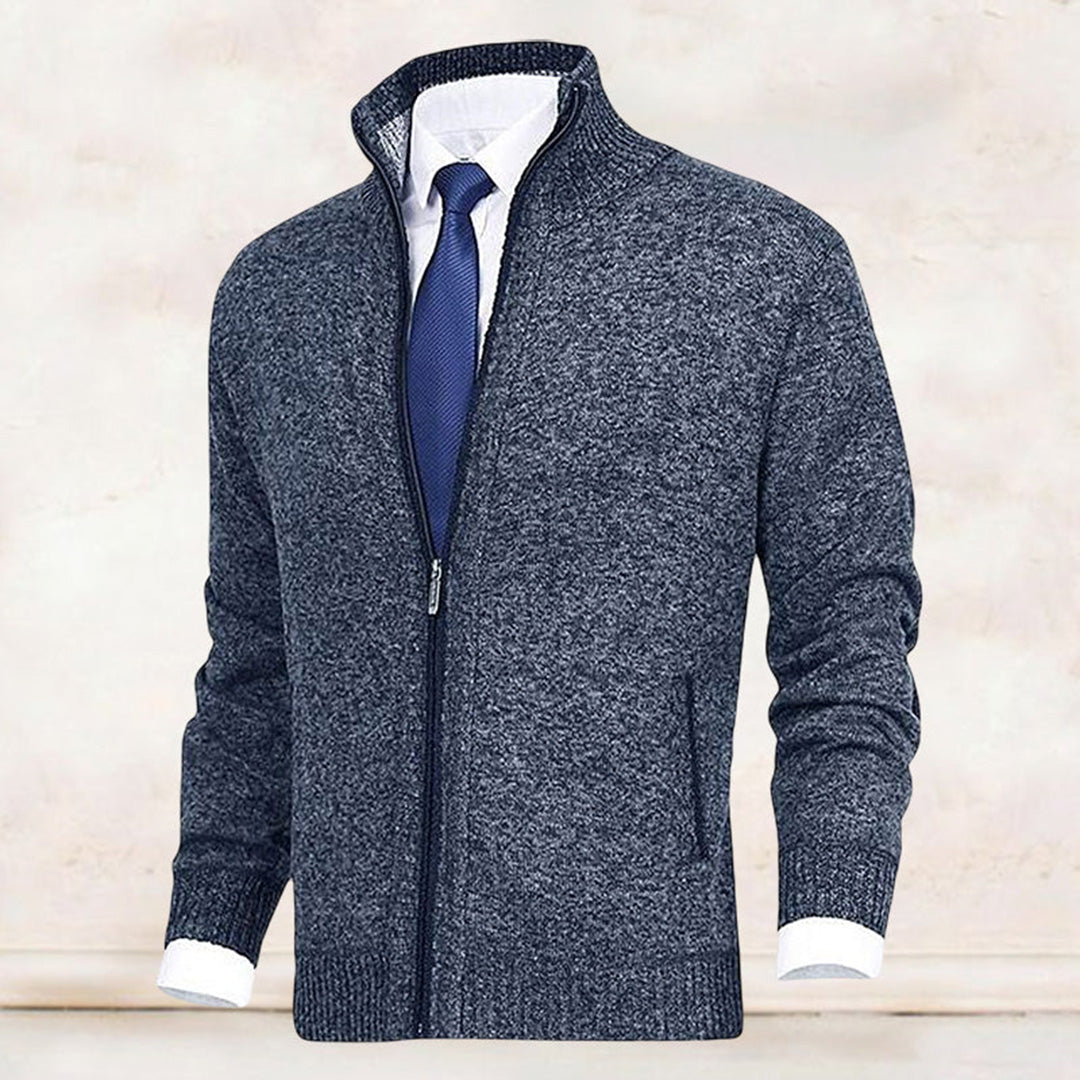 Rupert | Stand Collar Full Zip Ribbed Knit Jacket