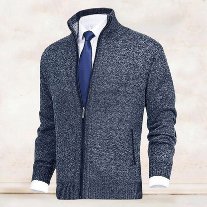Rupert | Stand Collar Full Zip Ribbed Knit Jacket