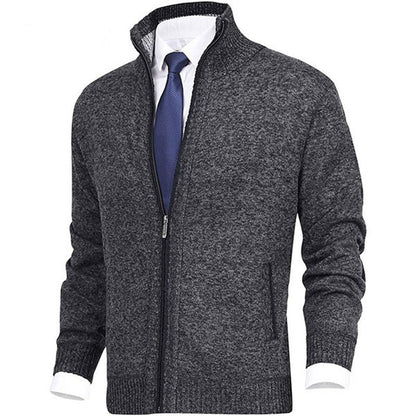 Rupert | Stand Collar Full Zip Ribbed Knit Jacket