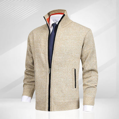 Rupert | Stand Collar Full Zip Ribbed Knit Jacket