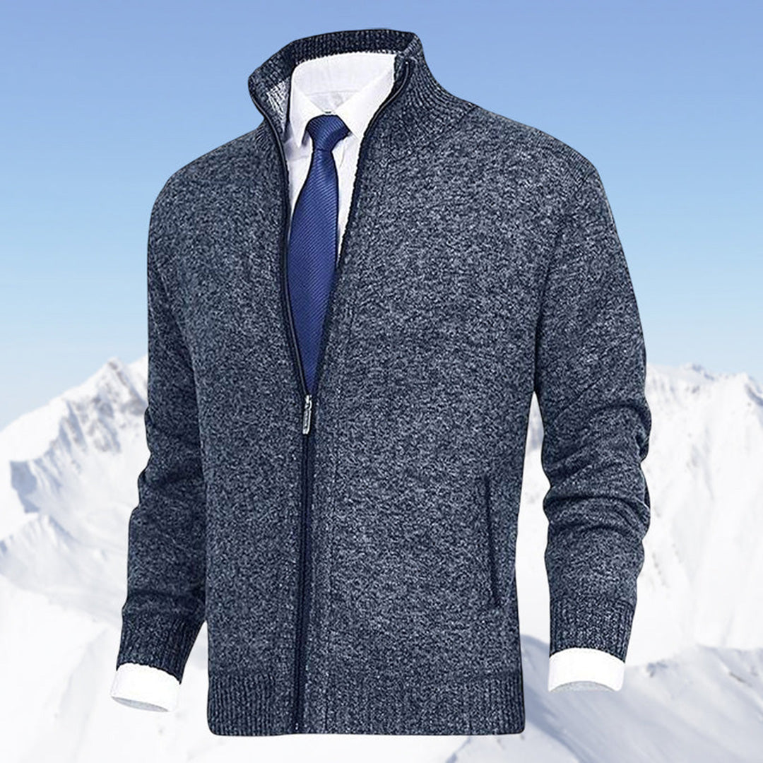 Rupert | Stand Collar Full Zip Ribbed Knit Jacket