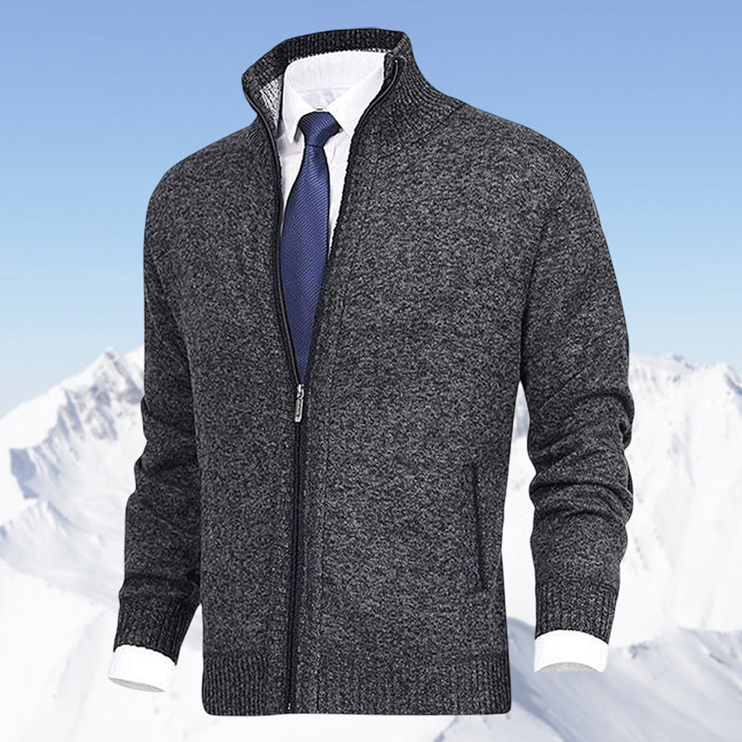 Rupert | Stand Collar Full Zip Ribbed Knit Jacket