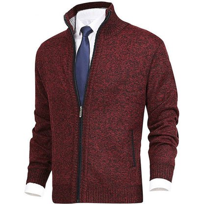 Rupert | Stand Collar Full Zip Ribbed Knit Jacket