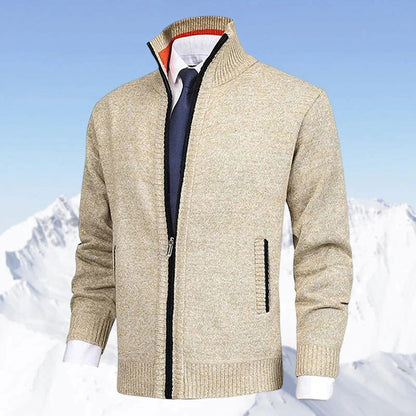 Rupert | Stand Collar Full Zip Ribbed Knit Jacket