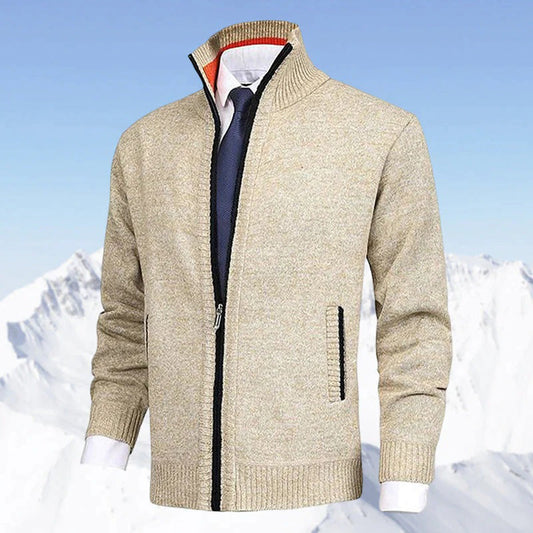 Rupert | Stand Collar Full Zip Ribbed Knit Jacket