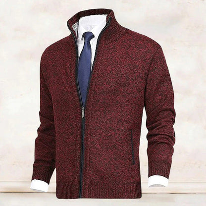 Rupert | Stand Collar Full Zip Ribbed Knit Jacket