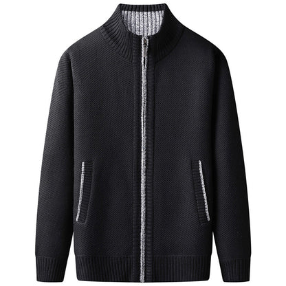 Rupert | Stand Collar Full Zip Ribbed Knit Jacket