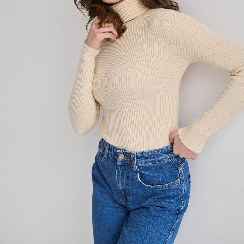 Clara | Ribbed Turtleneck Long Sleeve Top