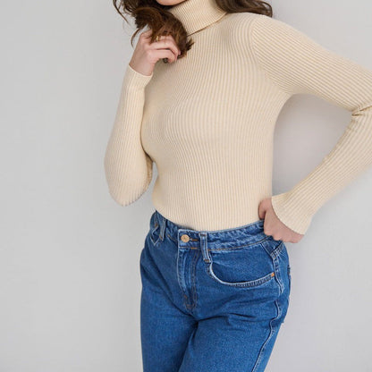Clara | Ribbed Turtleneck Long Sleeve Top
