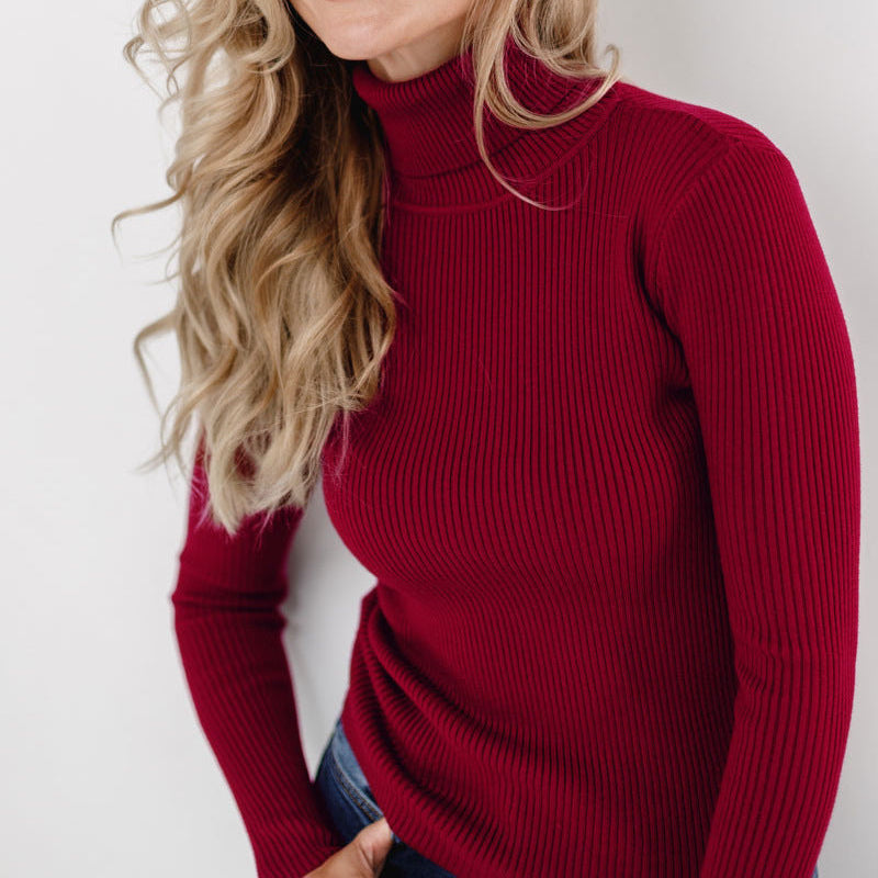 Clara | Ribbed Turtleneck Long Sleeve Top