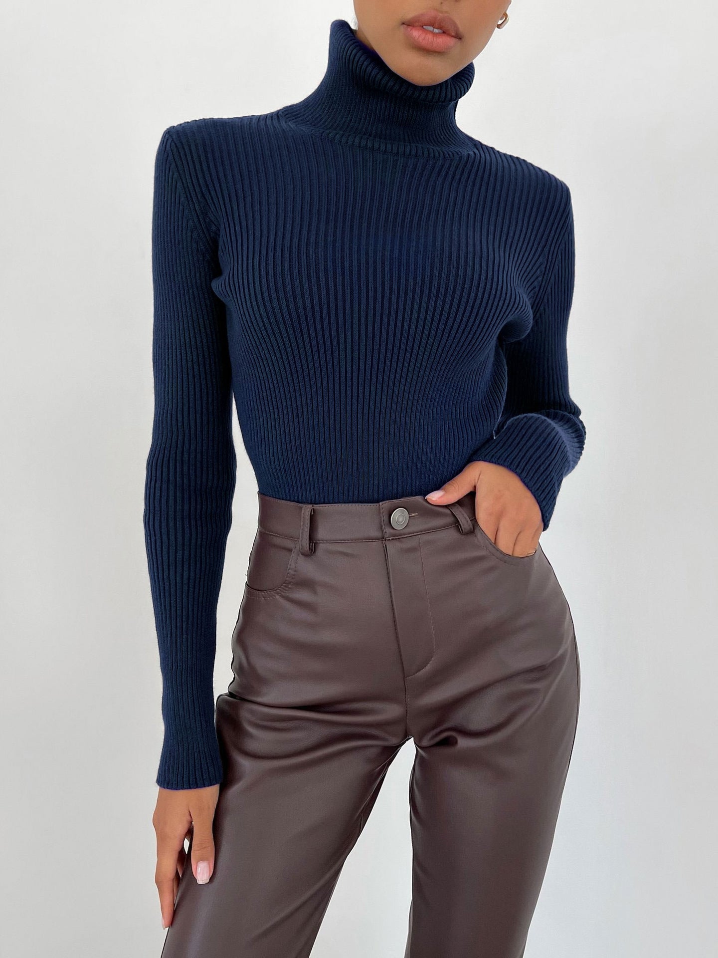 Clara | Ribbed Turtleneck Long Sleeve Top