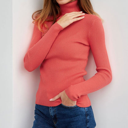 Clara | Ribbed Turtleneck Long Sleeve Top