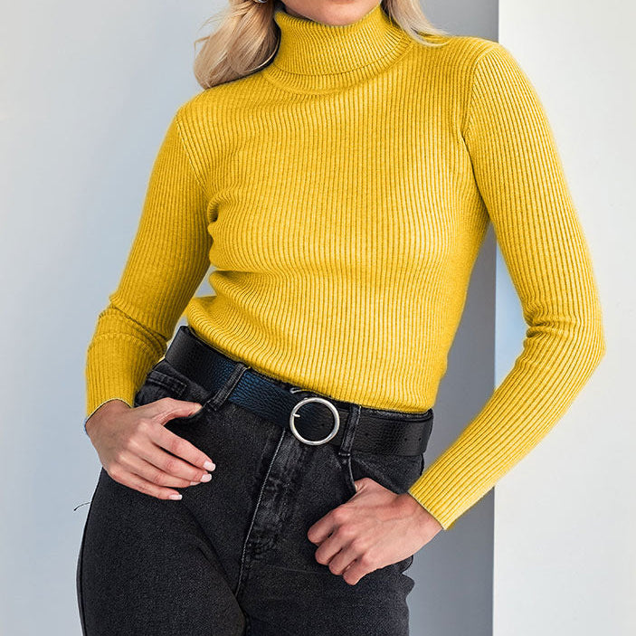 Clara | Ribbed Turtleneck Long Sleeve Top