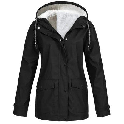Women's Water and Windproof Fleece-Lined Jacket With Hood