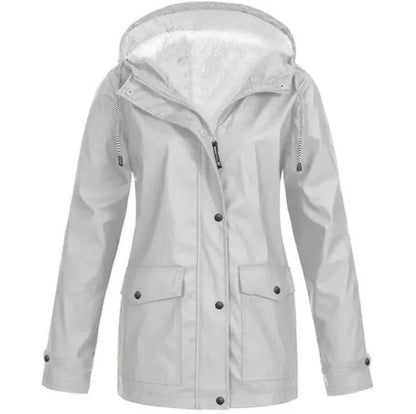 Women's Water and Windproof Fleece-Lined Jacket With Hood