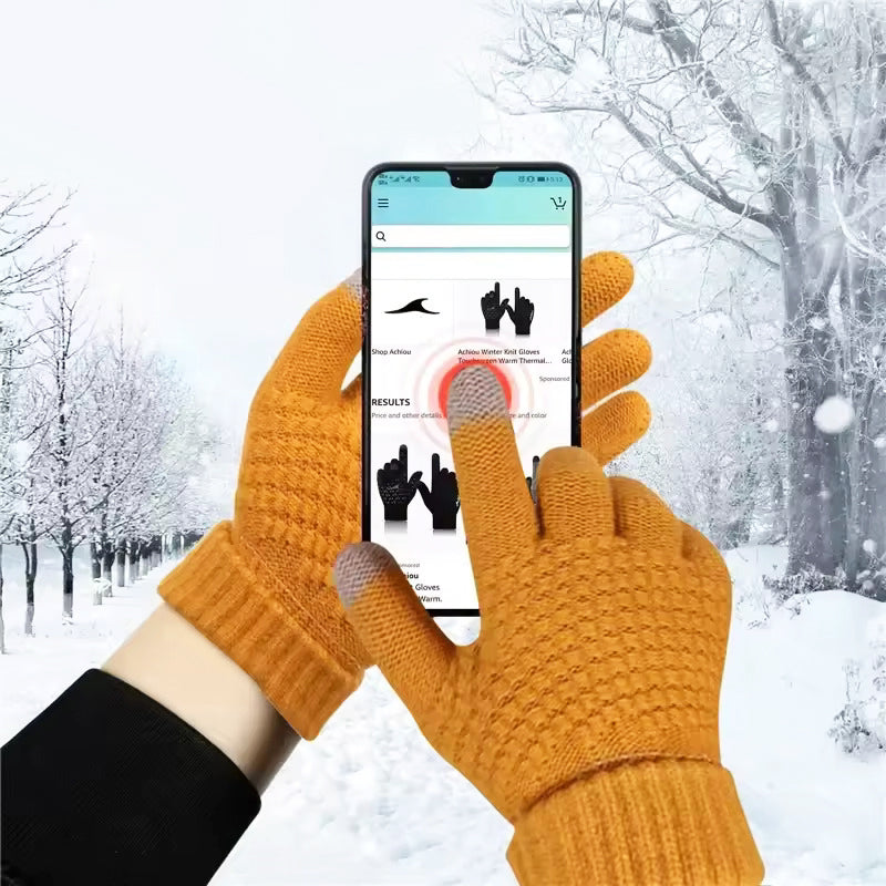 Winter Touchscreen Knit Gloves with Elastic Cuffs