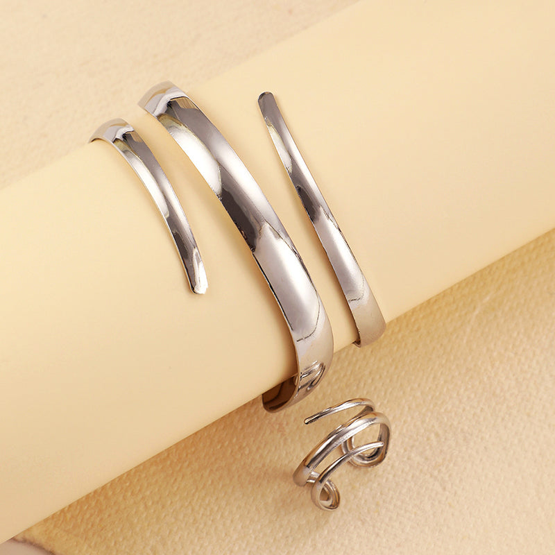 Women’s Sculpted Wrap Bracelet and Ring Set
